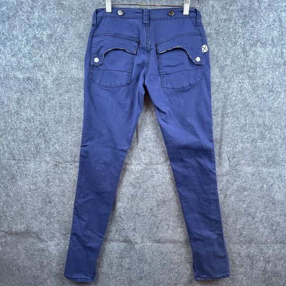 Tiger X Horse Denim Pants Mens 28 Blue Skinny Zip Ankle Flap Pocket Streetwear - Picture 2 of 10